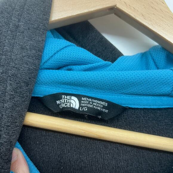 The North Face Gray Blue Logo Hooded Sweatshirt Hoodie Athleisure Mens Large - Picture 5 of 5